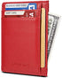 Unisex-Adult's Petite Credit Card Holder Leather Slim Minimalist Wallet, Red, Classic...