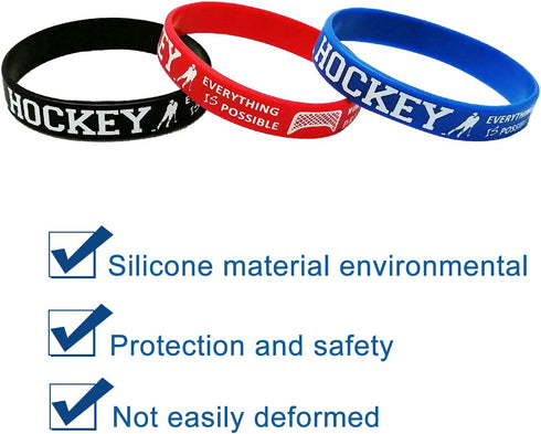 Oringaga 24PCS Hockey Party Motivational Rubber Bracelets, Sports/Hockey Baby Shower Birthday Party Supplies Decorations Gifts Prize Goodie Bag Fa...