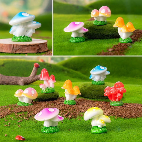 15 Pcs Tiny Mushrooms Colorful Mushroom Tiny Fairy Garden Mushrooms Figurines Little Resin Mushroom for Garden Landscape Bonsai Craft Ornament...
