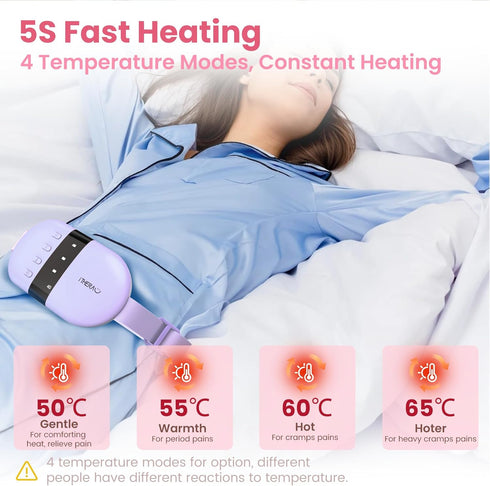 Portable Heating Pad for Period Cramps, Menstrual Heating Pad with 4 Heat Levels and 4 Massage Modes, Larger Heating Area Period Heating Pad Cramp...