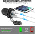 Quick Charge 3.0 12V USB Outlet, 36W Dual USB Car Charger Socket with Power Switch LED Voltmeter, Waterproof Marine Cigarette Lighter Adapter for ...