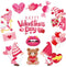 Whaline 12Pcs Valentine's Day Refrigerator Magnets Love Heart Cute Pink Gnome Rose Magnetic Stickers Romantic Garage Magnet for Car Mailbox Metal ...