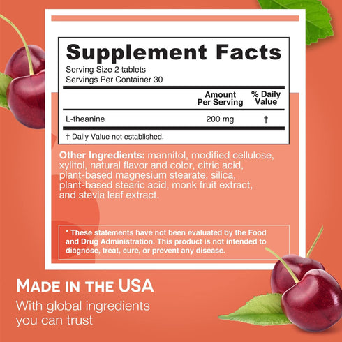 EZ Melts Dissolvable L-Theanine 200 mg, Sugar-Free, 1-Month Supply...