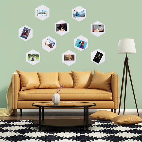 10 Packs Pin Board Hexagon Felt Board Tiles Bulletin Board Memo Board with 20 Pieces Push Pins, Decoration for Home Office Classroom Wall (White,5...
