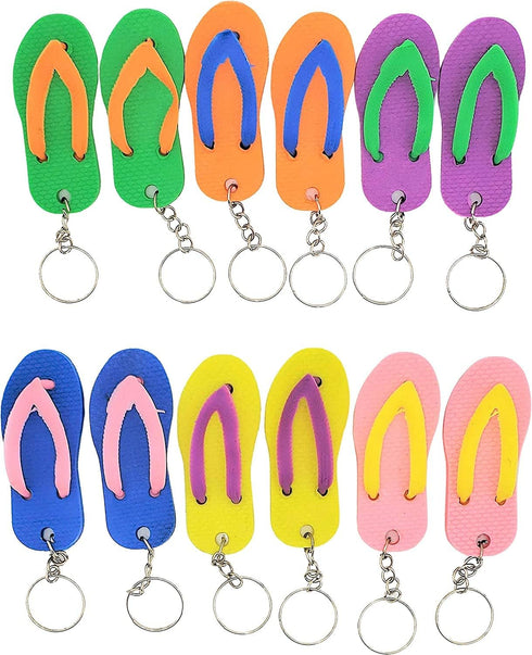 Colorful Flip Flop Keychains (48 Pack) 2.5" Luau Sandal Key Chains. Rubber. Great for Party Favor, Backpack Purse, Luggage, Prizes, Giveaways. (Pa...