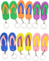 Colorful Flip Flop Keychains (48 Pack) 2.5" Luau Sandal Key Chains. Rubber. Great for Party Favor, Backpack Purse, Luggage, Prizes, Giveaways. (Pa...
