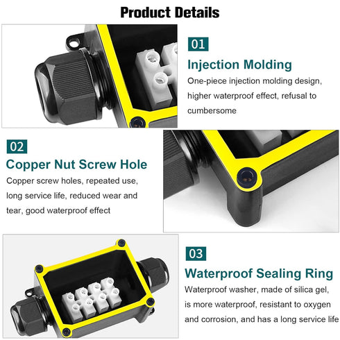 Junction Box Outdoor Waterproof Electrical Box, 2 Way Plug Line Plastic External Junction Box, M25 Waterproof Electrical Box, Electric Power Cord ...