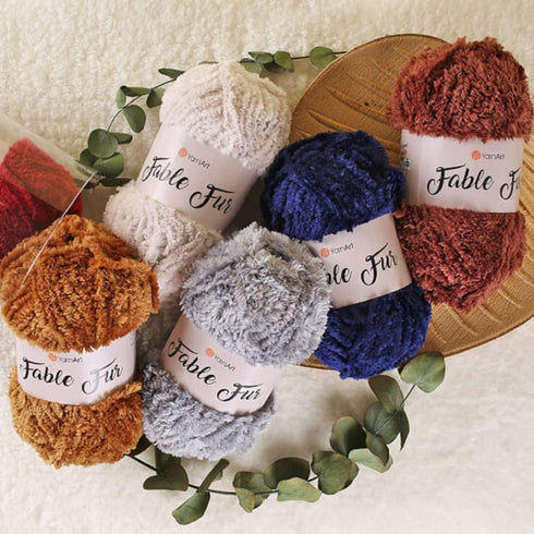 Yarnart Fable Fur Yarn (100gr), Soft Fur Yarn Chunky Fluffy Faux Fur Yarn Fuzzy Fur Yarn Eyelash Yarn for Crochet Knit Clothes Knitting Super Bulk...