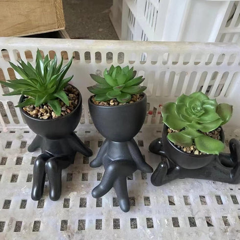 Succulent Plant Potted, Modern Marble Style Ceramic Flowerpot, Creative Miniature Flowerpot, Used for Gift, Home Gardening and Desk Decoration...