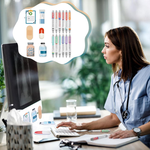 24 Pharmacy Pens for Nurse with 12 Nurse Sticky Notes Nurse Accessories for Work Funny Pharmacy Drug Nursing Week Pens Gifts Medical Assistant Pha...