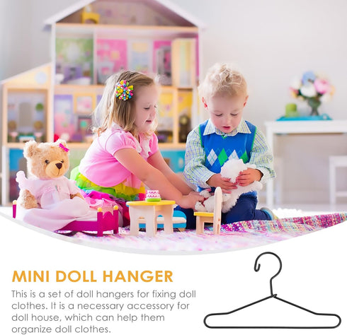 20 Pcs Doll Clothes Hanger Metal Doll Outfit Hanger Wardrobe Doll Clothes Accessories for Doll Clothes Gown Dress Outfit 65mm Black...
