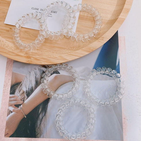 Spiral Hair Ties 20 Pieces Coil Hair Ties Traceless No Crease Phone Cord Hair Ties Waterproof Ponytail Holder 2.15inch No Damage Elastic Hair Band...