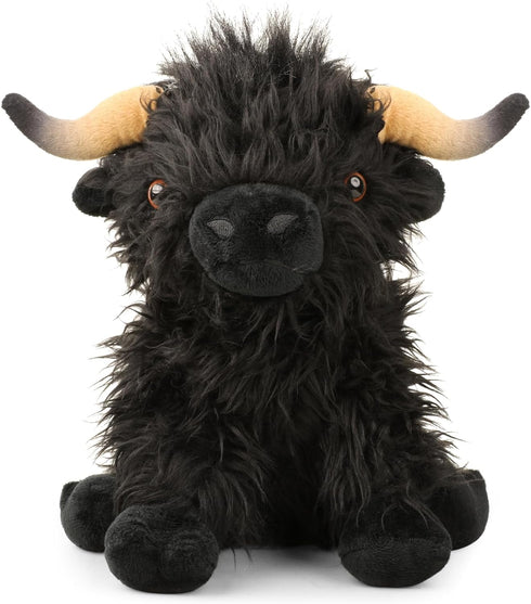 Highland Cows Stuffed Animal Scottish Highland Cows Plush Toy Cute Farm Plushie Christmas Birthday Present for Adults Boys Girls (Black, 11 in)...
