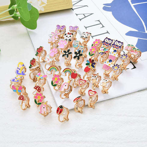 24 Pairs Clip On Earrings Non Piercing Earrings Hypoallergenic Animal Butterfly Rainbow Flower Mixed Color Painless Non-Piercing Earrings Pack...
