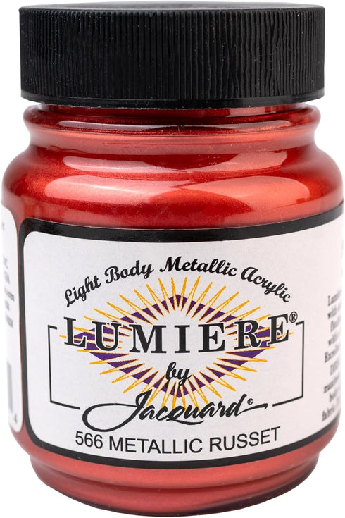 Jacquard Lumiere 2.25oz Fabric Paint Metallic Russet - Metallic Paint for Fabric, Leather, Canvas, Paper and Wood - Light-bodied Metallic Acrylic ...