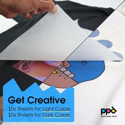 PPD Inkjet Heat Transfer Paper for T-Shirts 20 Sheet Pack Mixed Light & Dark Letter 8.5X11" - (PPD-5-MIX-20)...