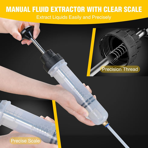 GOOACC Oil Extractor Pump Automotive, Fluid Extractor with Hose Oil Change Syringe Vacuum Pump Extractor, 200CC Manual Brake Fluid Extractor for C...