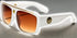White & Gold Kleo Flat Top Hip Hop Rapper Retro Aviator Sunglasses w/ Brown Lenses...
