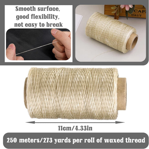 BAGERLA 273 Yards Leather Waxed Thread Sewing Kit Including Sewing Thread Needle Awl Thimble, Leather Sewing Upholstery Repair Kit for Leather Car...