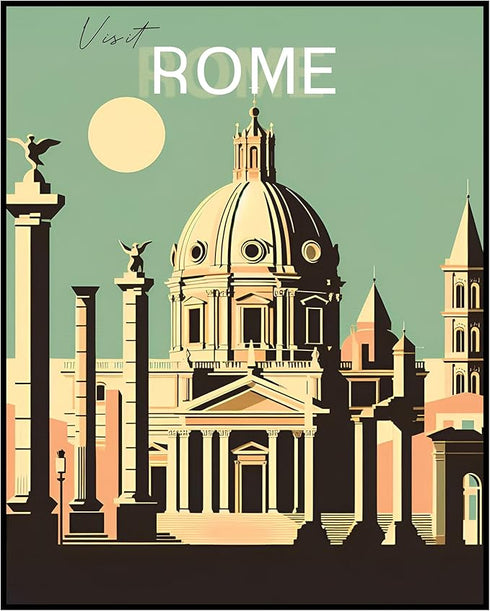 Posterizer 1 pcs-travel poster-Visit Rome-Adventure Wall Art Gift for Men Women Entrepreneur Teens Decor for Beach House- unframed wall art...