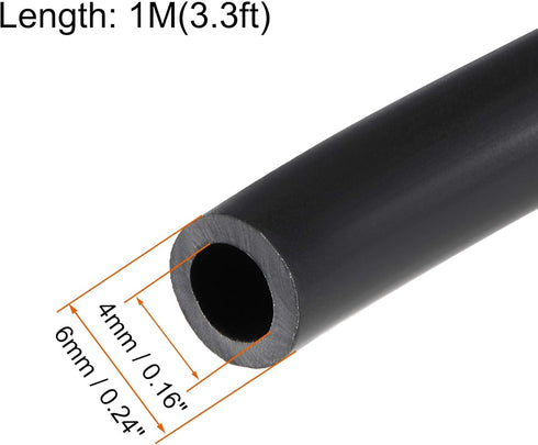 uxcell Lubricating Oil Hose, 4mm ID x 6mm(1/4") OD 3.3ft Rubber Water Hose Tubing Black...