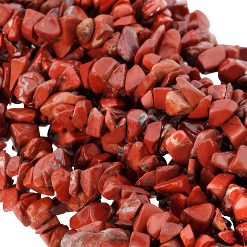 TUMBEELLUWA Polished Semi Precious Loose Beads for Jewelry Making, 5-8 mm Chips Tumbled Stones Beads 33" Strand, Red Jasper...