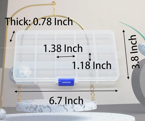 Yansanido 4 Pcs 15 Grids Clear 6.85 Inch x 3.85 Inch Adjustable Small Removable Clear Plastic Jewelry Organizer Divider Storage Box Jewelry Earrin...