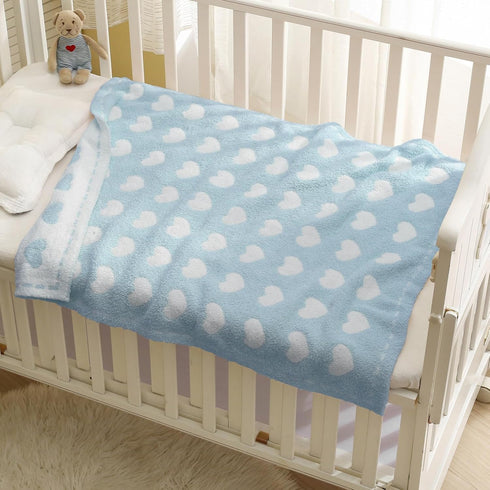 Kid Nation Super Soft Baby Blanket with Heart Blue 30 x 40 inch...