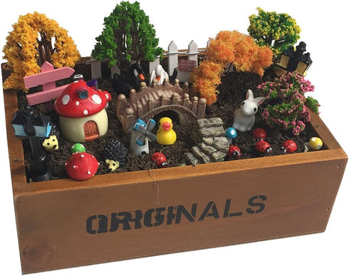 50 PCS Fairy Miniature Ornament DIY Kit and 4 PCS Artificial Succulent Plants for Garden Dollhouse Decoration...