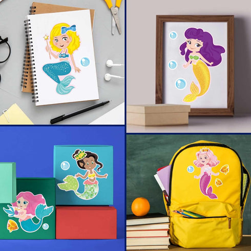 24 Sheets Mermaid Stickers Make Your Own Mermaid Stickers Party Favors Make A Mermaid Stickers Mermaid Make A Face Stickers for Kids Party Favors,...