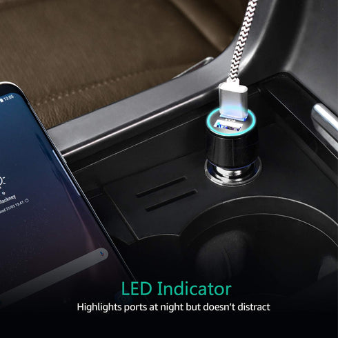 USB Car Charger, ARTTRON Quick Charge 3.0 34W Dual USB Car Charger Port Fast Charge Car Adapter Flush Fit Compatible with iPhone 15 Pro Max Plus/1...