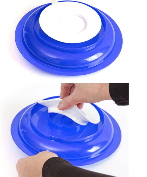 Spill Proof Scoop Bowl and Plate with Non-Skid Suction Base, Adaptive Self-Feeding Dinnerware for Elderly/Disabled (Blue Combo Set)...