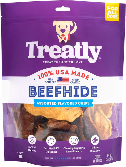 USA Beefhide Chips Dog Chew Treats - Chicken & Beef Flavor, 12oz/1 Pack...