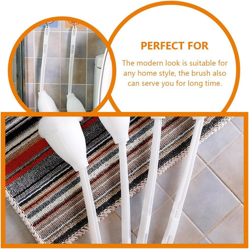 Abaodam Toilet Brush Cleaners White Soft Toilet Bowl Brush Mop Toilet Scrubber with Long Handle for Bathroom Accessories Toilet Scrubber Cleaning ...