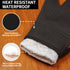 Silicone Oven Mitts, Oven Gloves with Non-Slip Waterproof - 2PCS Black Oven Mittens Heat Resistant 600 Degree, Soft Lining Silicone Oven Mits for ...