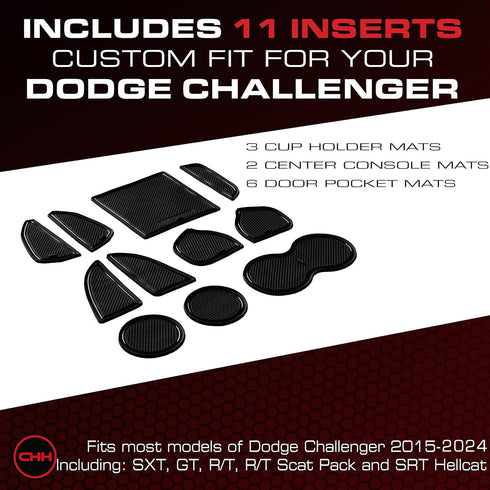 CupHolderHero Fits with Dodge Challenger Accessories 2015-2024 Premium Custom Interior Non-Slip Anti Dust Cup Holder Inserts, Center Console Liner...