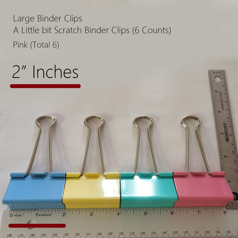 Large Binder Clips Pink Color 2" / 2 inches / 50 mm a Little bit Scratch Jumbo (Huge) Paper Clips (6 PCS, Pink)...