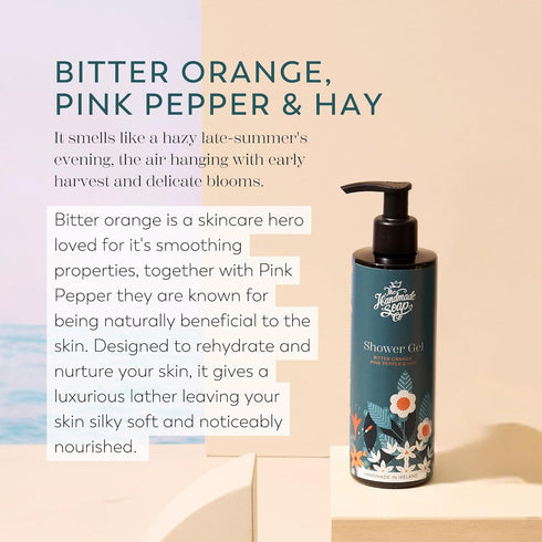 The Handmade Soap Company Shower Gel, Bitter Orange, Pink Pepper, & Hay Body Wash, Liquid Bath Soap, Moisturizing Body Wash, Cruelty Free & Vegan ...