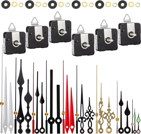6 Pieces Clock Mechanism Replacement Kit with 9 Pack Clock Hands, Silent Sweep Clock Motor Kit Battery Operated for Clock Repair DIY Replacement, ...