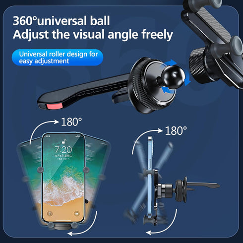 Car Vent Phone Mount,Invisible Rotatable Air Vent Mount Car Phone Holder 360°Anti-Shake Universal Phone Mount,Car Dashboard & Never Blocking Air V...