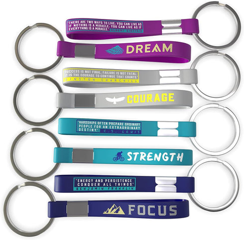 (12-pack) Dream, Courage, Strength, Focus - Motivational Keychains with Inspirational Quotes - Wholesale Bulk Keychains for Gym Office Gifts Ideas...