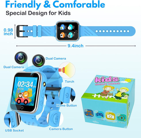 Kids Smart Watch, HD Touchscreen Kid Watches with 24 Games Dual Camera Video Music Calculator Pedometer Torch Alarm Stopwatch, Christmas Birthday ...