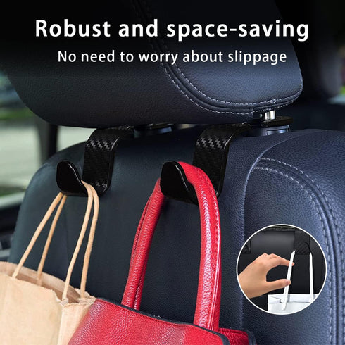 Car Seat Headrest Hooks, 4 Pack Auto Durable Backseat Hangers Storage Organizer, Universal Car Interior Accessories for Purse, Grocery Bags, Handb...