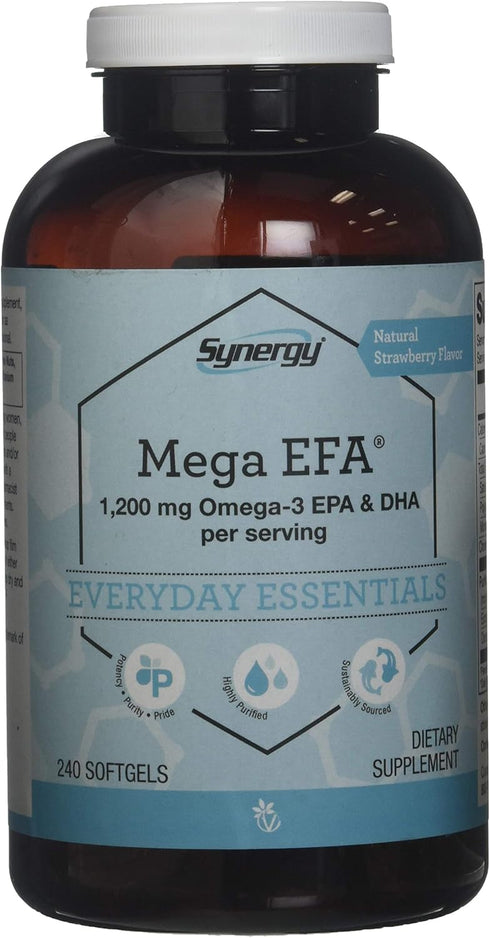 Vitacost Synergy Mega EFA® Mini Gels - 1200 mg per serving Omega 3 EPA & DHA Natural Strawberry -- 240 Softgels...