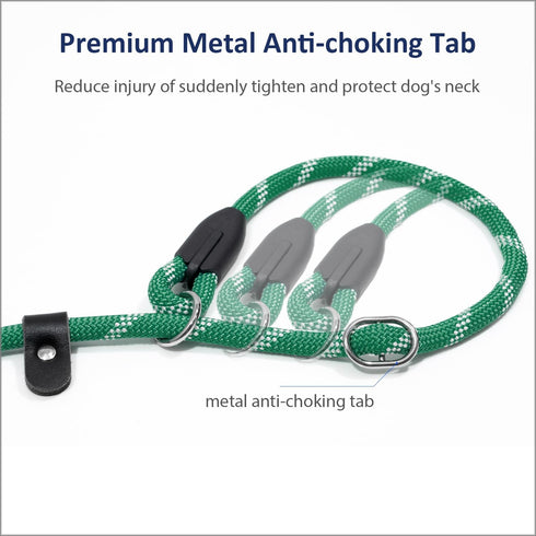 WePet Dog Training Slip Leash, No Pull, Durable Reflective Lead, Puppy Heavy Duty Loop Rope, Comfortable Handle, 6 ft, 1/2 inch, diam. Forest/Whit...