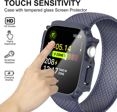 Waterproof Case 41mm for Apple Watch Series 9 8 7 with Tempered Glass Screen Protector, iWatch Full Protective Hard PC Bumper Face Cover for Men&W...