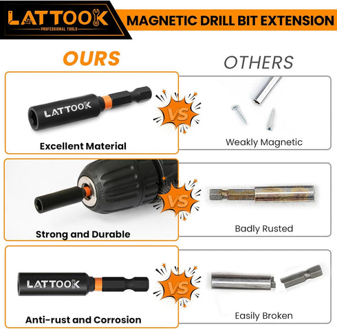 5PCS Magnetic Drill Bit Extension Set, 1/4" Hex Shank Extension Socket Drill Bit Holder Drill Bit Extender for Power Tools Impact Driver Drill, 2....
