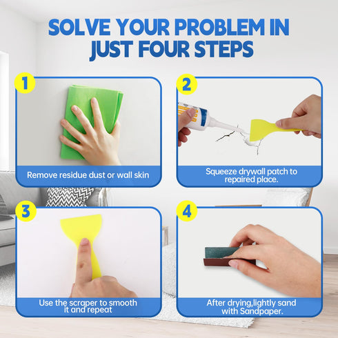 Drywall Repair Kit, Wall Spackle Repair Paste, Wall Mending Agent with Scraper Easy to Fill The Holes for Home Wall, Plaster Dent Repair...