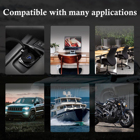 BATIGE Alloy Dual Port USB 3.0 Car Dashboard Flush Mount Cable, Male to Female with LED Indicator Extension Cable for Car Truck Boat Motorcycle Da...