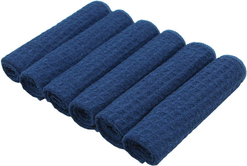 Microfiber Kitchen Cleaning Cloth Thick Dish Rags Waffle Weave Washcloths Dish Cloths Ultra Absorbent Odor Free 12inch X 12inch 6 Pack Navy Blue...